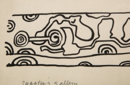 Nell Blaine Ink Drawing on Paper &quot;Shooting Gallery&quot;