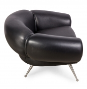 Black Leather Lounge Chair by Illum Wikkelsø, Side View