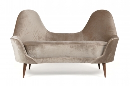 Camelback Settee in the Manner of Cesare Lacca in Mohair, front view