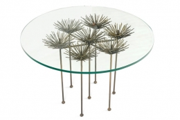 Brutalist Bronze Gilt Floral Table by Lost City Arts