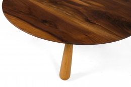 Walnut and Oak Round Coffee Table by Oluf Lund, Top View of Leg