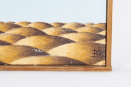 Surrealist Painting "Party on Rubber Beach" by George Broe, Close Up of Signature