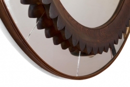 Circular Carved Walnut Wall Mirror by Fratelli Marelli for Framar