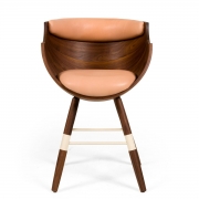 Walnut and Leather "Zun" Dining or Conference Chair by Lop Furniture, front view