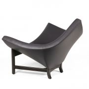 Adrian Pearsall Black Leather Coconut Chair, 3/4 back