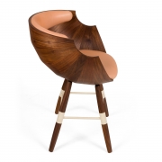 Walnut and Leather "Zun" Dining or Conference Chair by Lop Furniture, side view