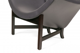 Adrian Pearsall Black Leather Coconut Chair, Close Up of Legs