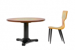 Piero Fornasetti Prototype Miniature &quot;Sole&quot; Chair &amp; Table
