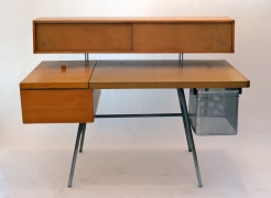 George Nelson Wood and Leather Office Desk for Herman Miller, Front View