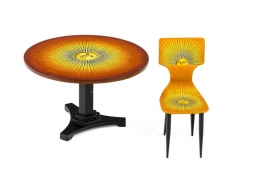 Piero Fornasetti Prototype Miniature &quot;Sole&quot; Chair &amp; Table