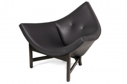 Adrian Pearsall Black Leather Coconut Chair