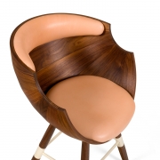 Walnut and Leather "Zun" Dining or Conference Chair by Lop Furniture, Close Up