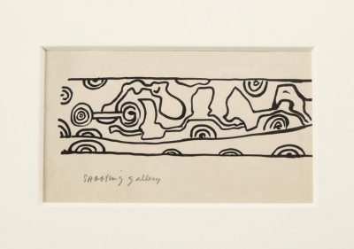 Nell Blaine Ink Drawing on Paper "Shooting Gallery"
