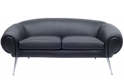 Black Leather Sofa by Illum Wikkelsø