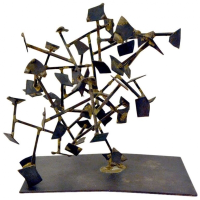Harry Bertoia Welded Steel and Brass Sculpture