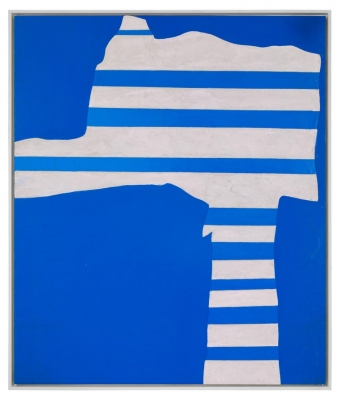 "Stripes on Blue" Painting by Adja Yunkers