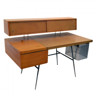George Nelson Wood and Leather Office Desk for Herman Miller