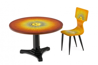 Piero Fornasetti Prototype Miniature "Sole" Chair & Table